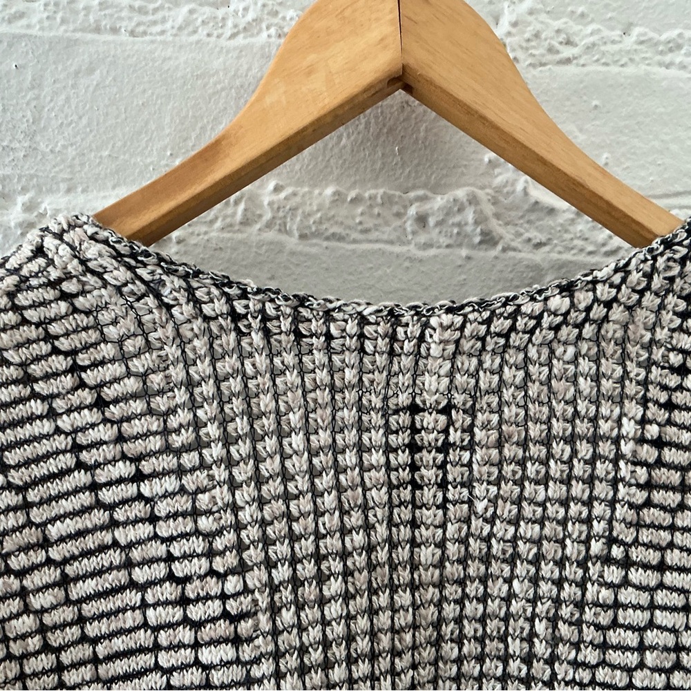 NIC+ZOE Open Cardigan Sweater Cream Black Textured Knit Layer Casual Chic Sz M - Picture 9 of 13